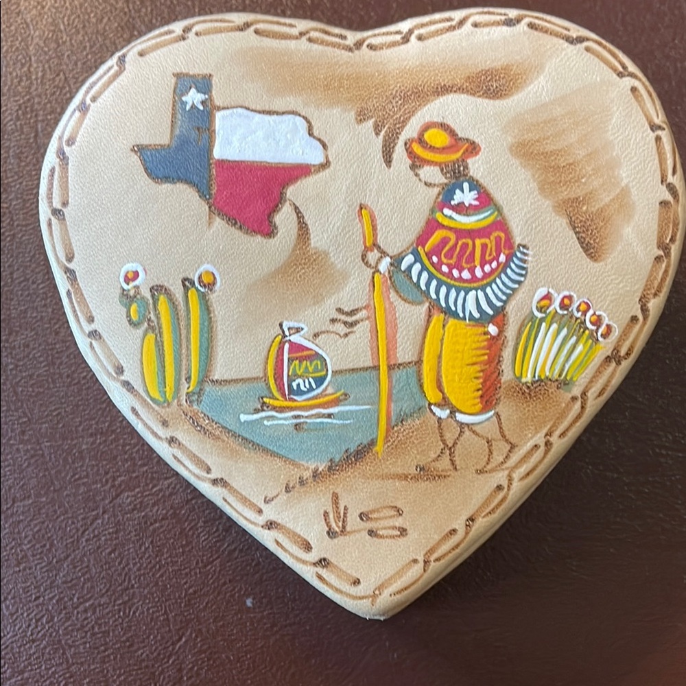 Handcrafted Heart-Shaped Texas Trinket Box